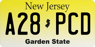 NJ license plate A28PCD