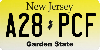NJ license plate A28PCF