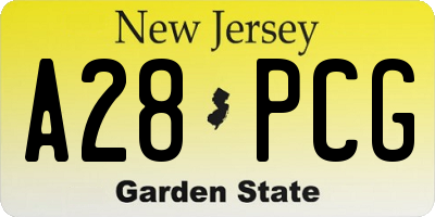 NJ license plate A28PCG