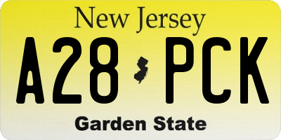 NJ license plate A28PCK