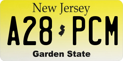 NJ license plate A28PCM