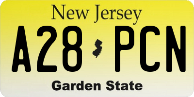 NJ license plate A28PCN