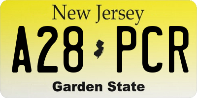 NJ license plate A28PCR