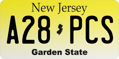 NJ license plate A28PCS
