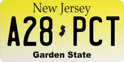 NJ license plate A28PCT