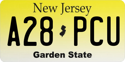 NJ license plate A28PCU