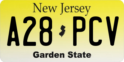 NJ license plate A28PCV