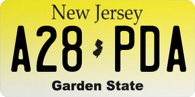NJ license plate A28PDA