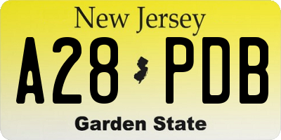 NJ license plate A28PDB