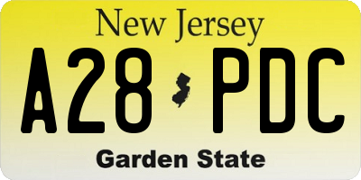 NJ license plate A28PDC