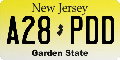 NJ license plate A28PDD