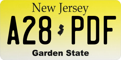 NJ license plate A28PDF