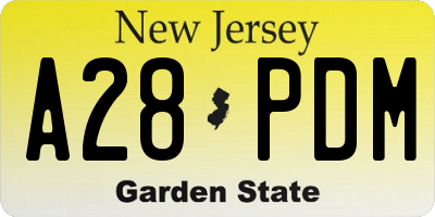 NJ license plate A28PDM