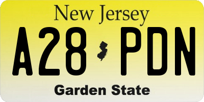 NJ license plate A28PDN