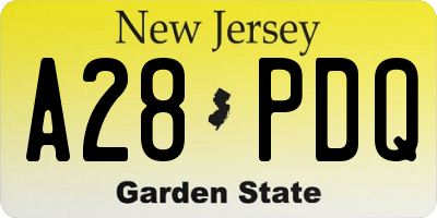 NJ license plate A28PDQ