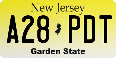 NJ license plate A28PDT