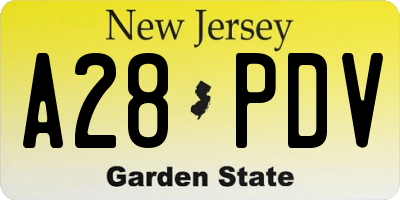 NJ license plate A28PDV