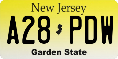 NJ license plate A28PDW