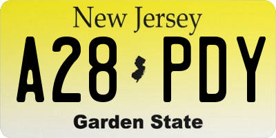 NJ license plate A28PDY