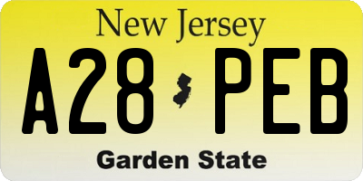 NJ license plate A28PEB