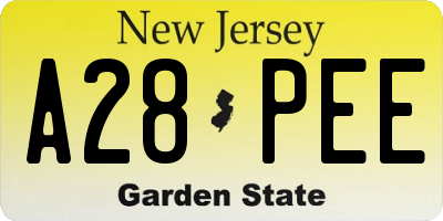 NJ license plate A28PEE