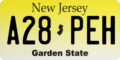NJ license plate A28PEH