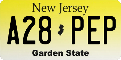 NJ license plate A28PEP
