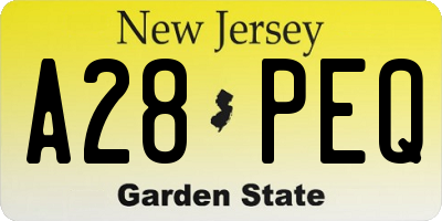 NJ license plate A28PEQ