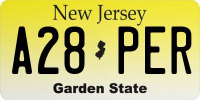 NJ license plate A28PER