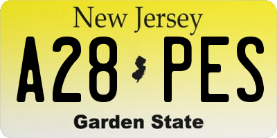 NJ license plate A28PES
