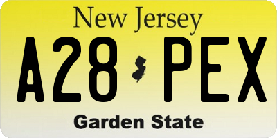 NJ license plate A28PEX