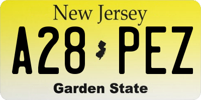 NJ license plate A28PEZ