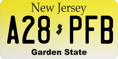 NJ license plate A28PFB