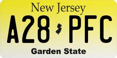 NJ license plate A28PFC