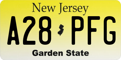 NJ license plate A28PFG