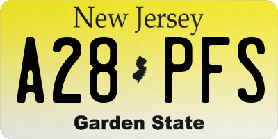 NJ license plate A28PFS