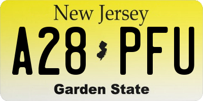 NJ license plate A28PFU