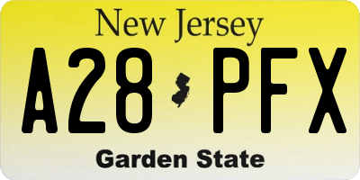 NJ license plate A28PFX