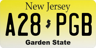NJ license plate A28PGB