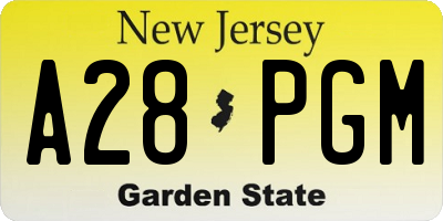 NJ license plate A28PGM