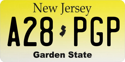 NJ license plate A28PGP