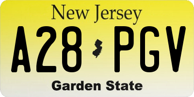 NJ license plate A28PGV