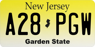 NJ license plate A28PGW