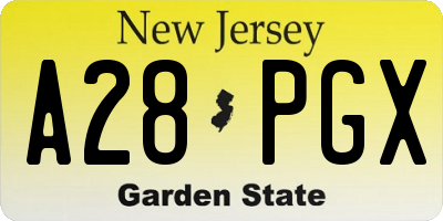 NJ license plate A28PGX