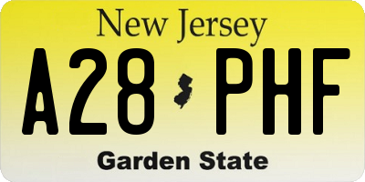 NJ license plate A28PHF