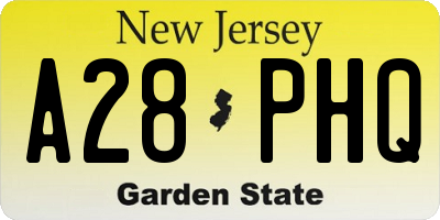 NJ license plate A28PHQ