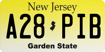 NJ license plate A28PIB
