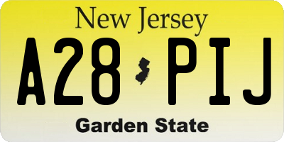 NJ license plate A28PIJ