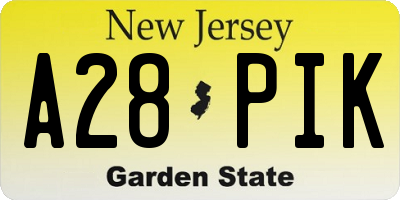 NJ license plate A28PIK