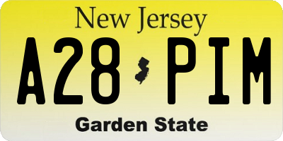 NJ license plate A28PIM